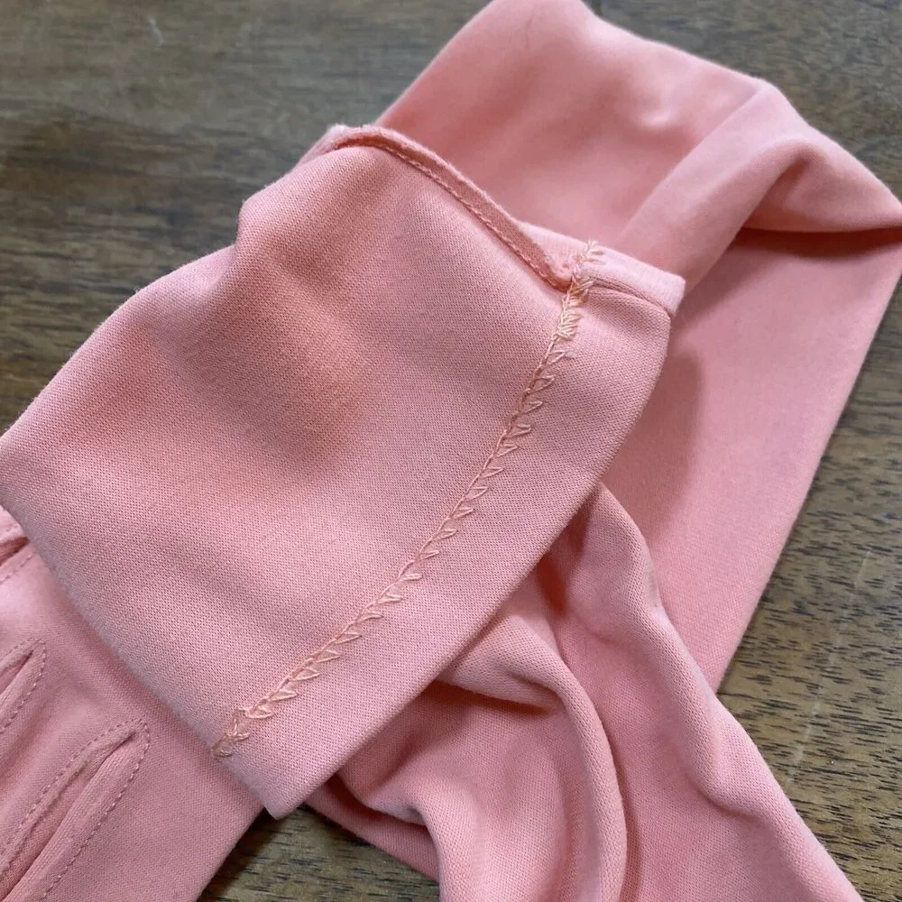 Vintage Formal Gloves Ladies Pink Peachy Below Elbow Elastic Wrist One Size Chic